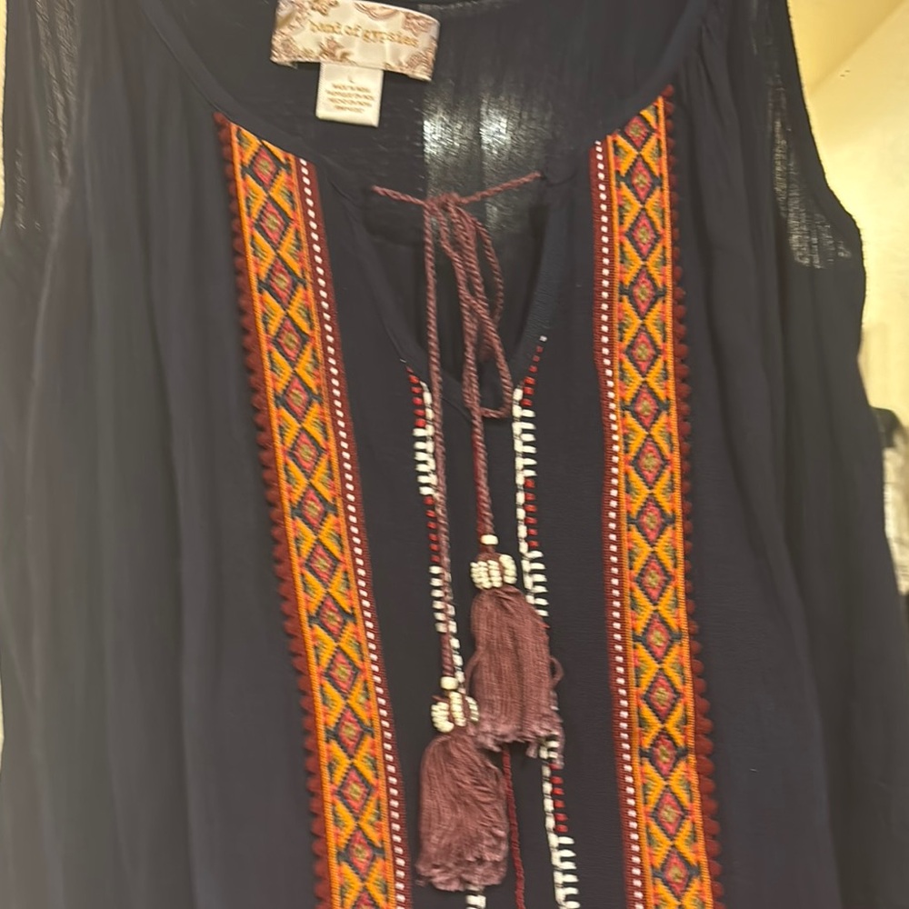 Band of Gypsies Bohemian navy top w tassels - Picture 3 of 4